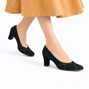 Francesca's Collections Dark Suede Heels - made in Italy